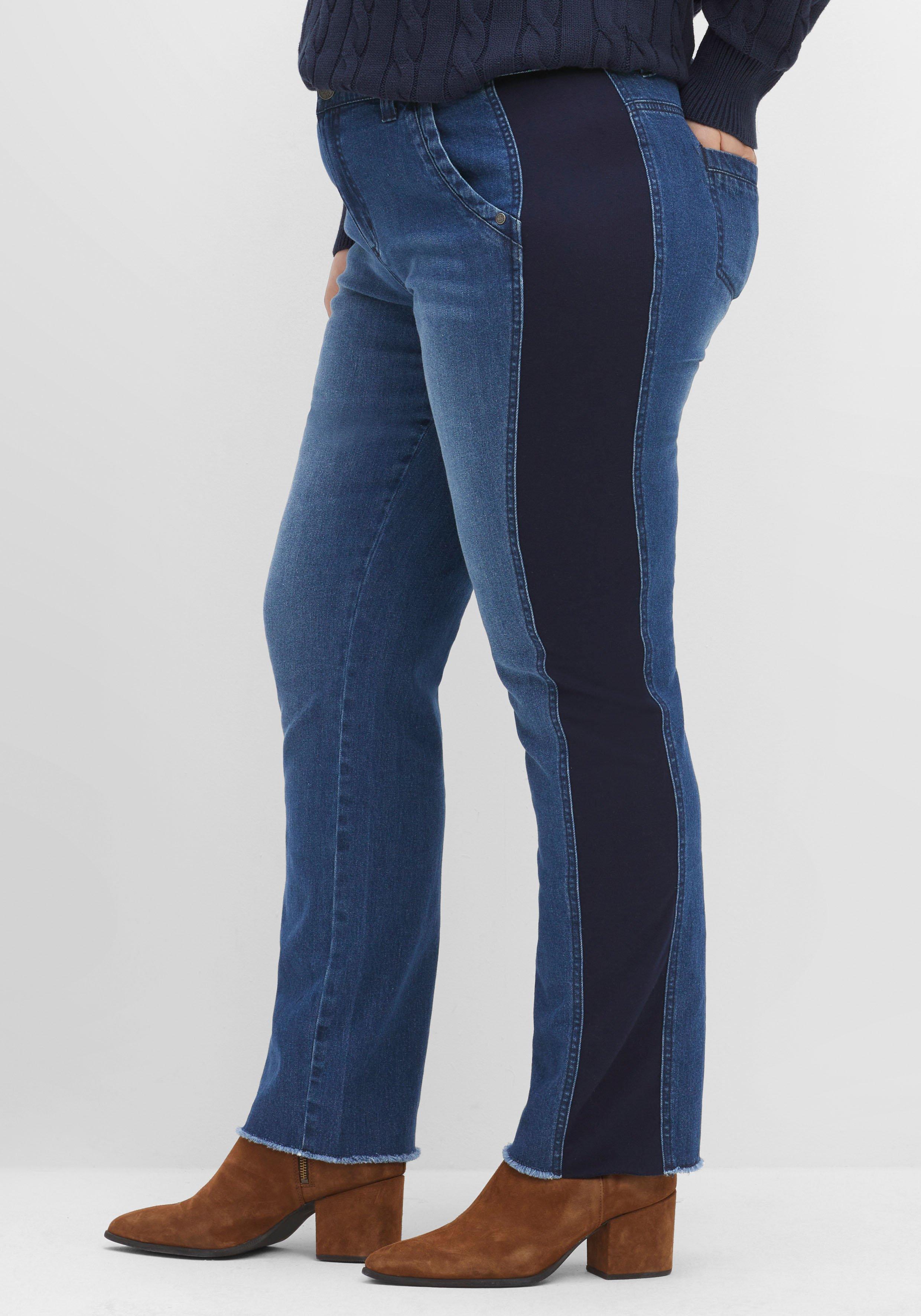 Gerade Jeans mit Jersey-Einsätzen seitlich am Bein