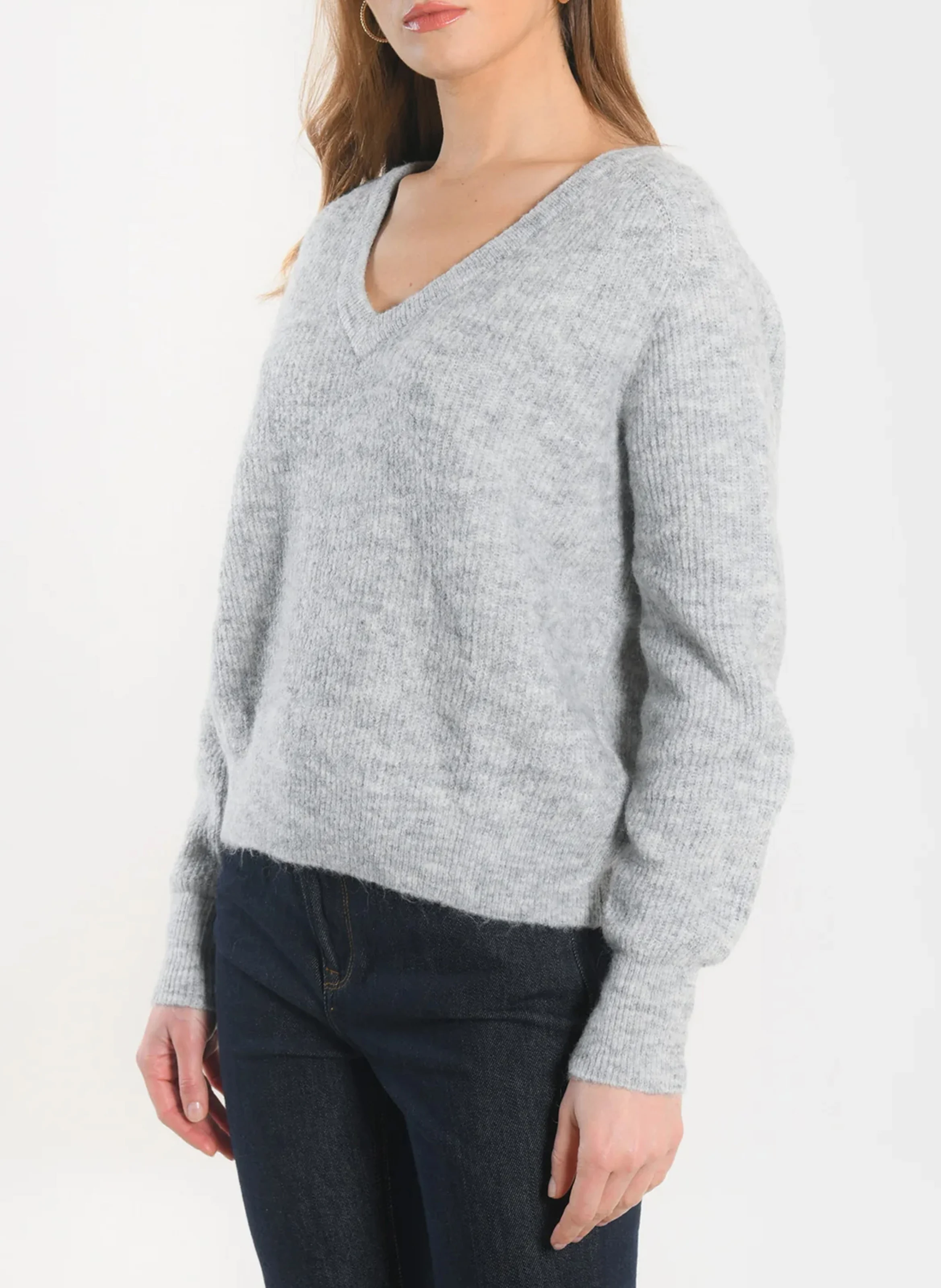 DANNA - Gilet droit col rond| Gris