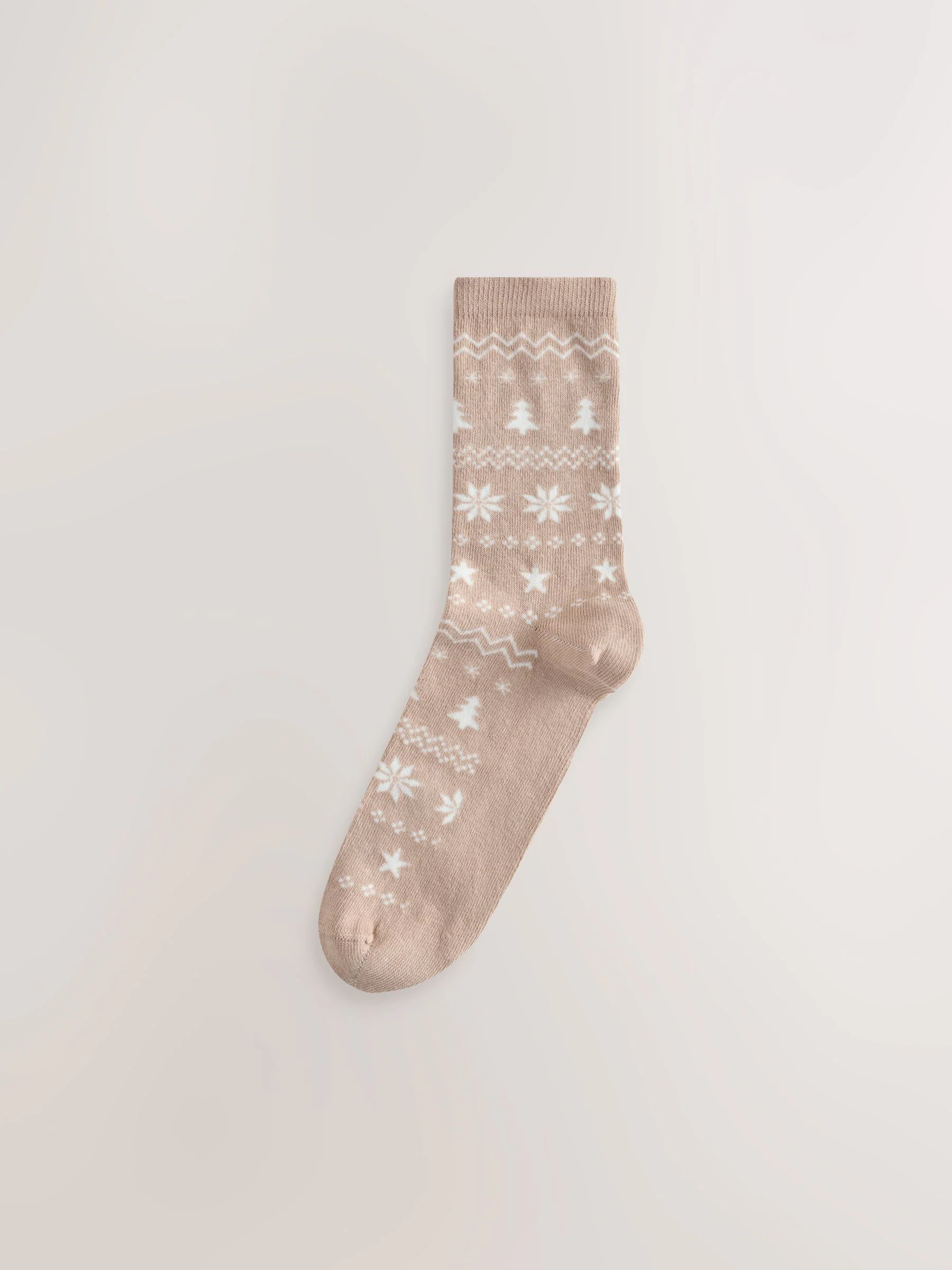 Naturel Fairisle-patroon - Set van 4 paar enkelsokken
