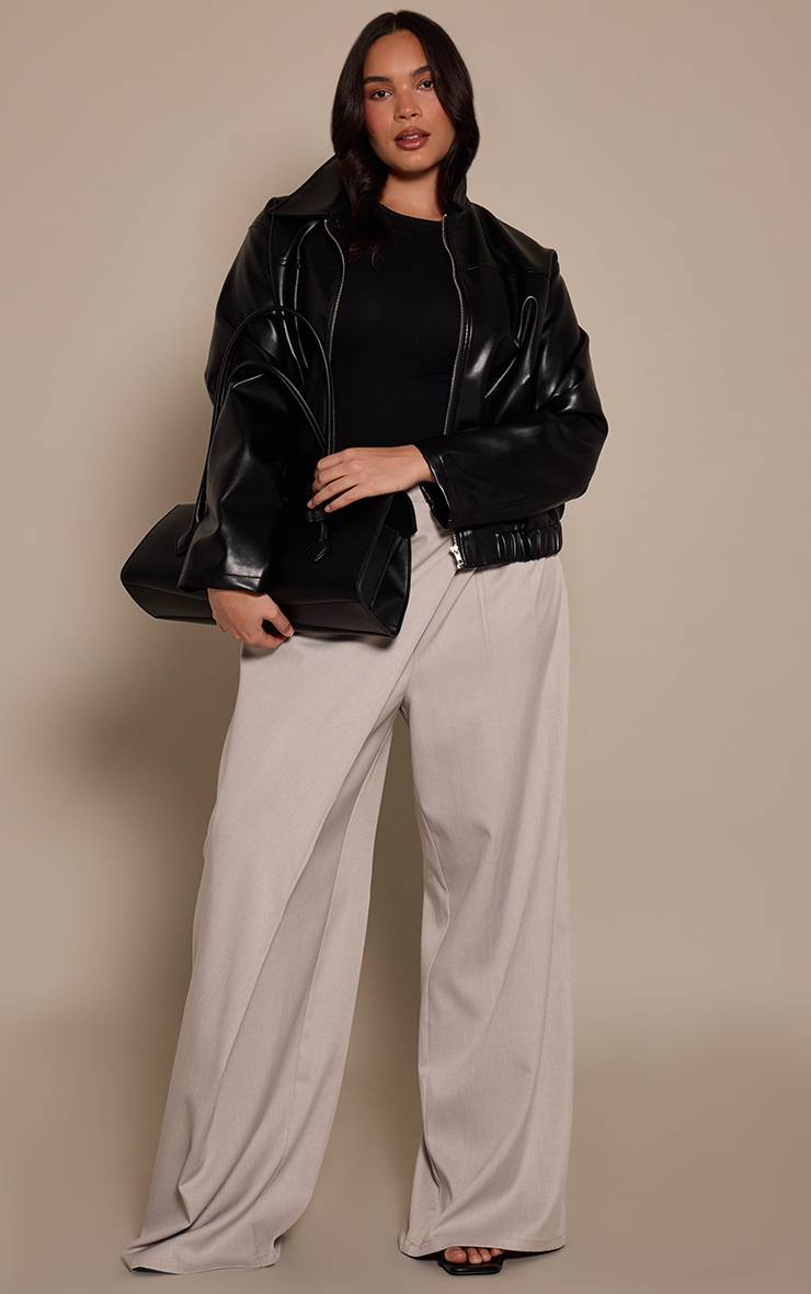 Gris Pantalon Grande Taille Tissé À Devant Croisé