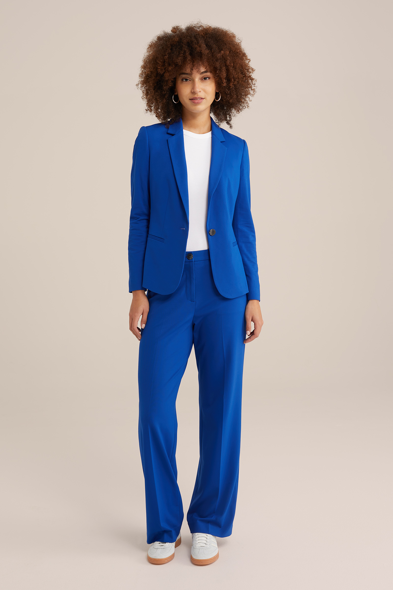 wide leg pantalon met stretch WE Fashion Felblauw