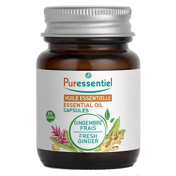 Cápsulas de Óleo Essencial Puressentiel - Cápsulas de Gengibre Orgânico - 60 cápsulas
