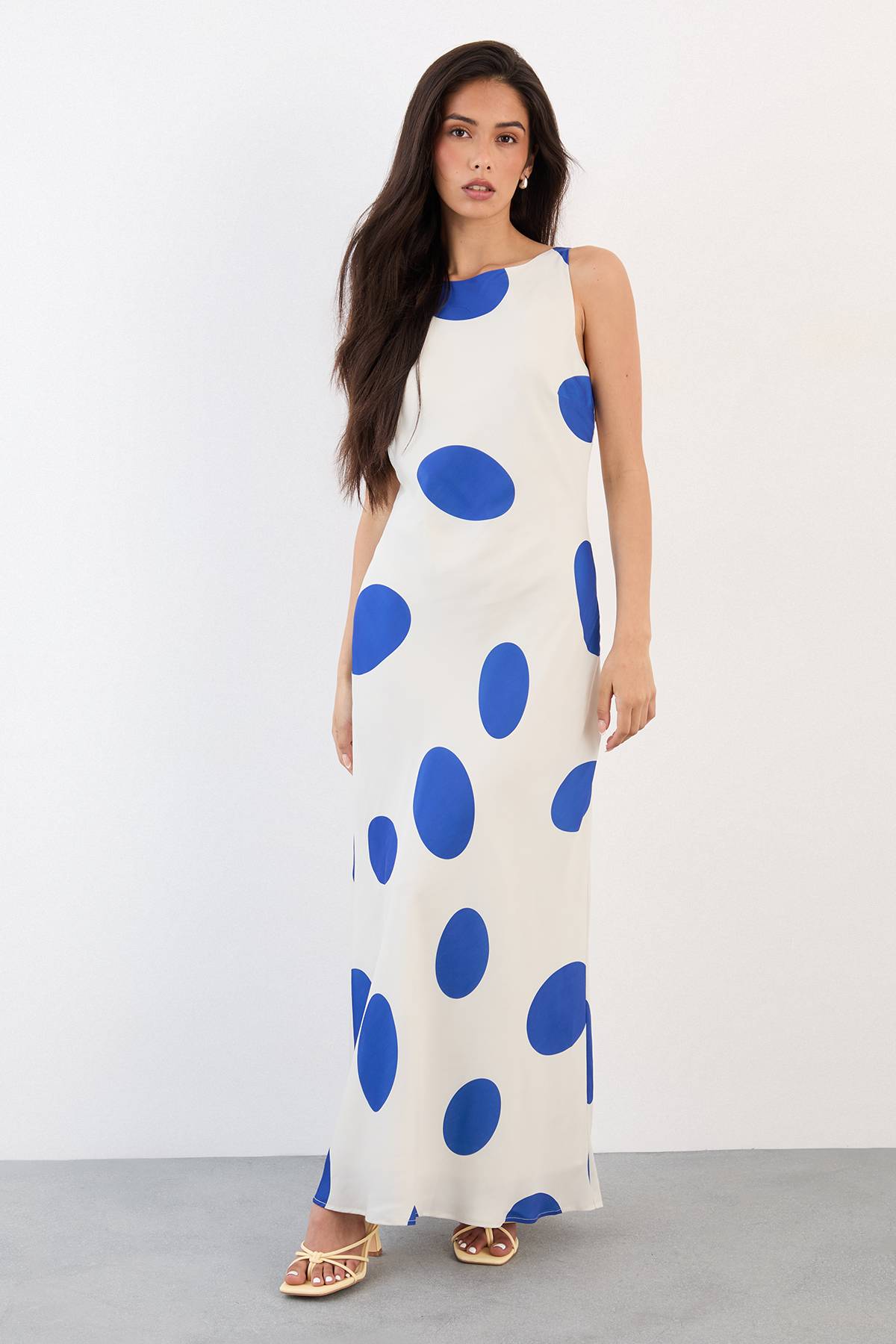 Warehouse Robe Maxi À Pois Avec Dos Nageur Échancré