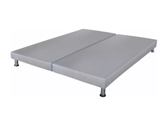 Sommier déco SR9 + pieds - Gris clair 2x90x190 - Lattes bois massif - H.13 cm