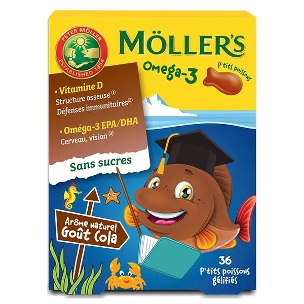 Mollers Little Fish Ômega-3 Sabor Cola Natural 36 gomas