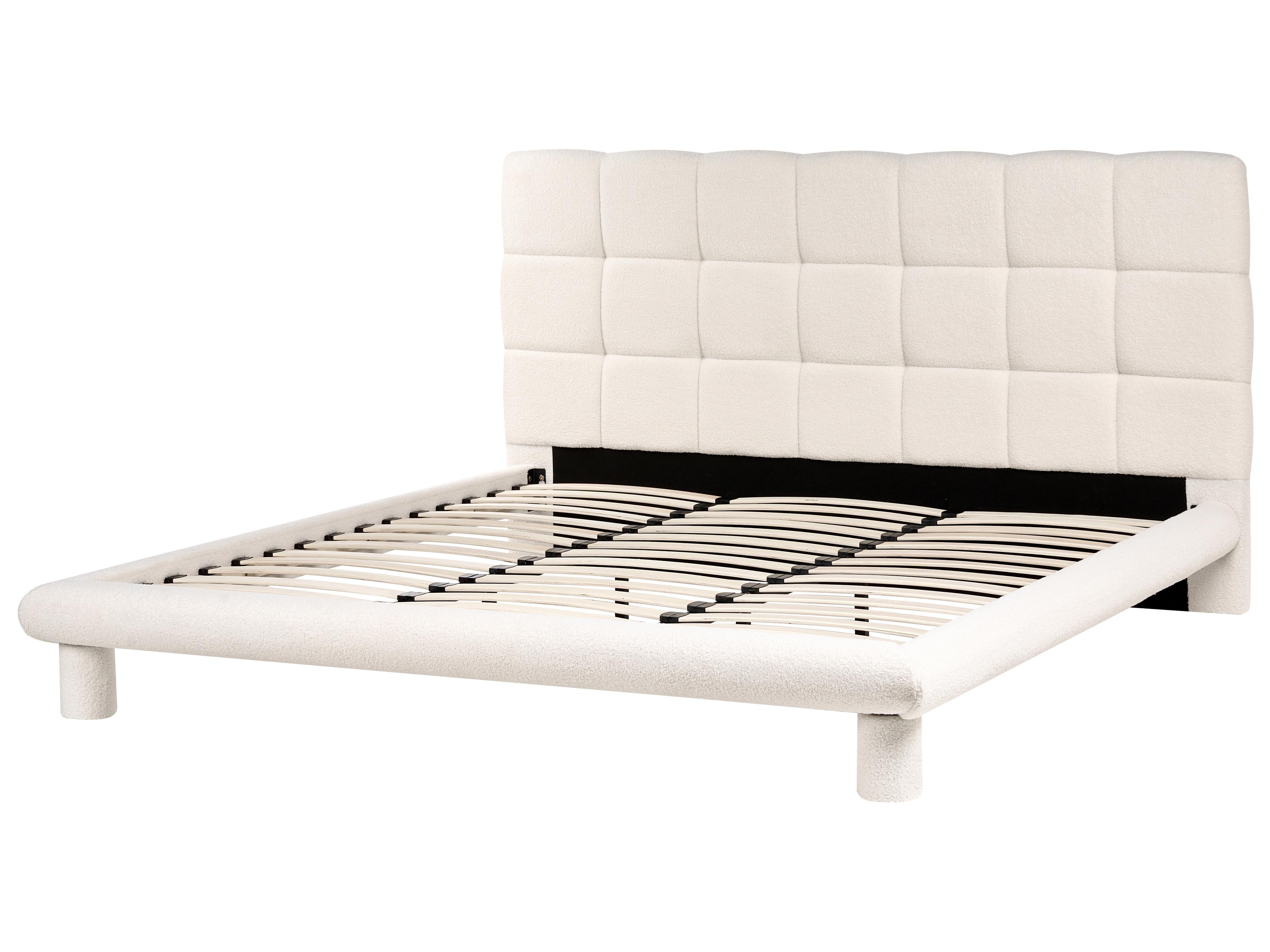 Bed Bouclé CRESSAT 180 x 200 cm Gebroken wit