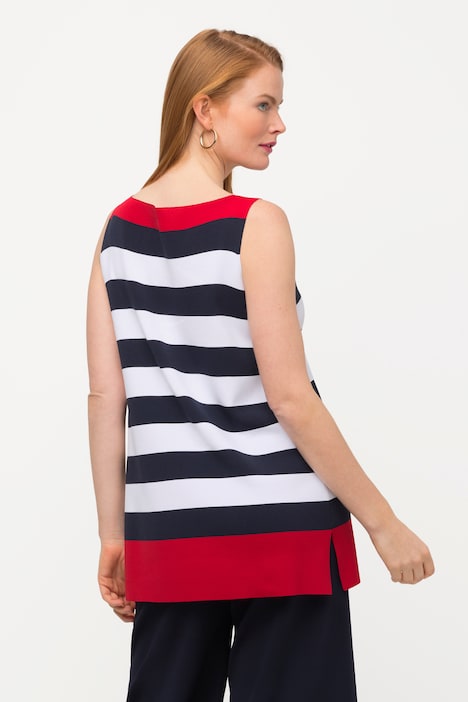 Stricktop, Streifen, Rippstrick, V-Ausschnitt, ärmellos