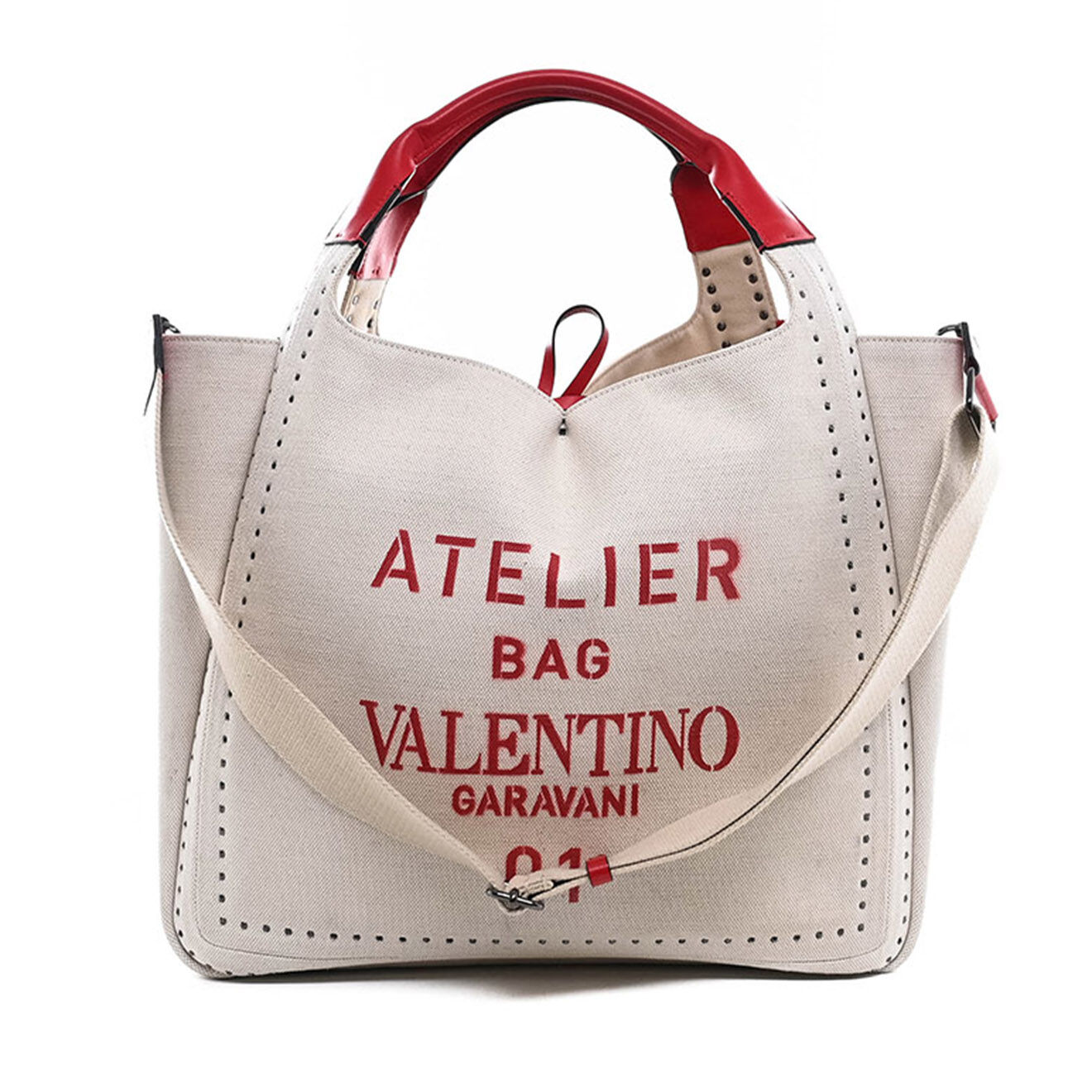 Valentino Sac cabas bandoulière Atelier Garavani en Toile beige - Neuf sans étiquette - L.38 cm