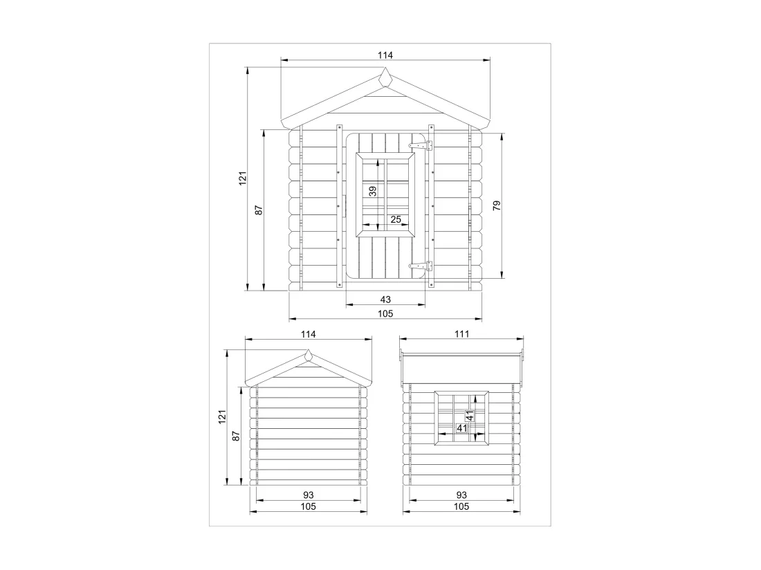 Timbela M570M-1 Maison en bois pour enfants -Toit bleu- 111x114xH121cm/0.9 m2