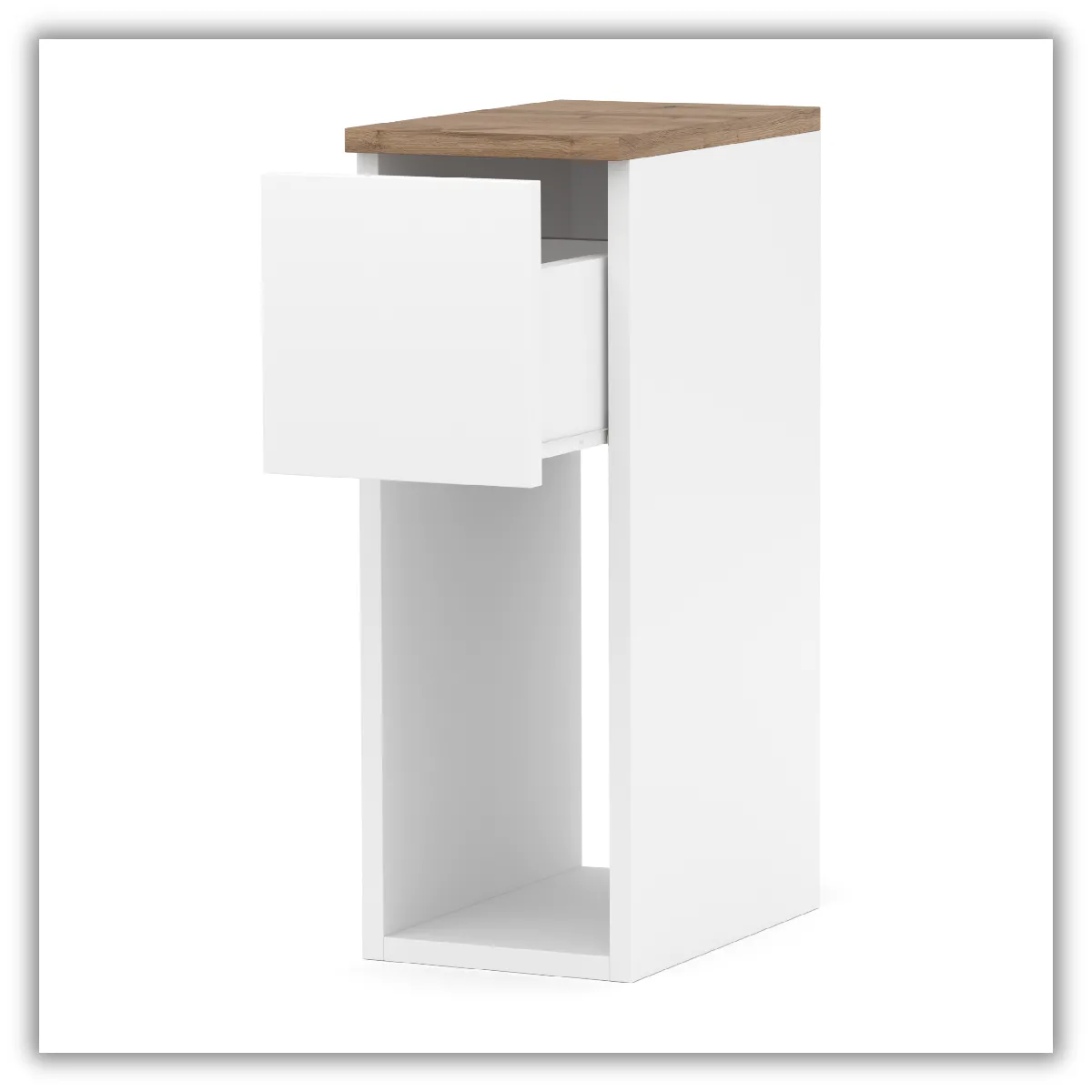 Table de chevet - Blanc/Wotan - 1 tiroir