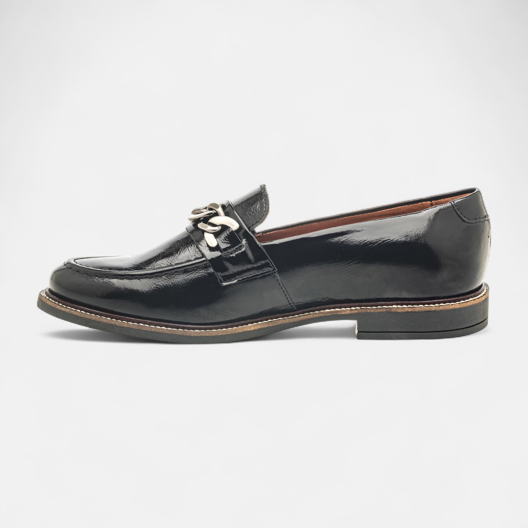 Mocassins Femme en cuir noir vernis