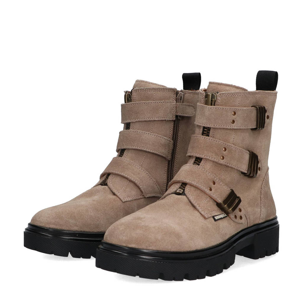 Braqeez suède bikerboots taupe