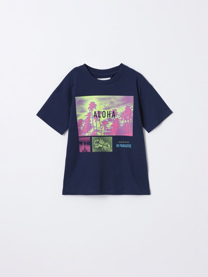 Camiseta com estampa fotográfica - Azul Marinho Escuro