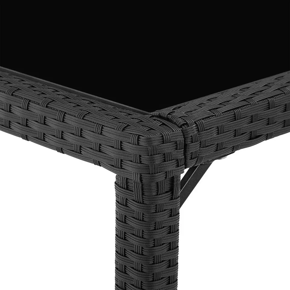 tectake - tuinset 8 stoelen en tafel - wicker - zwart / grijs