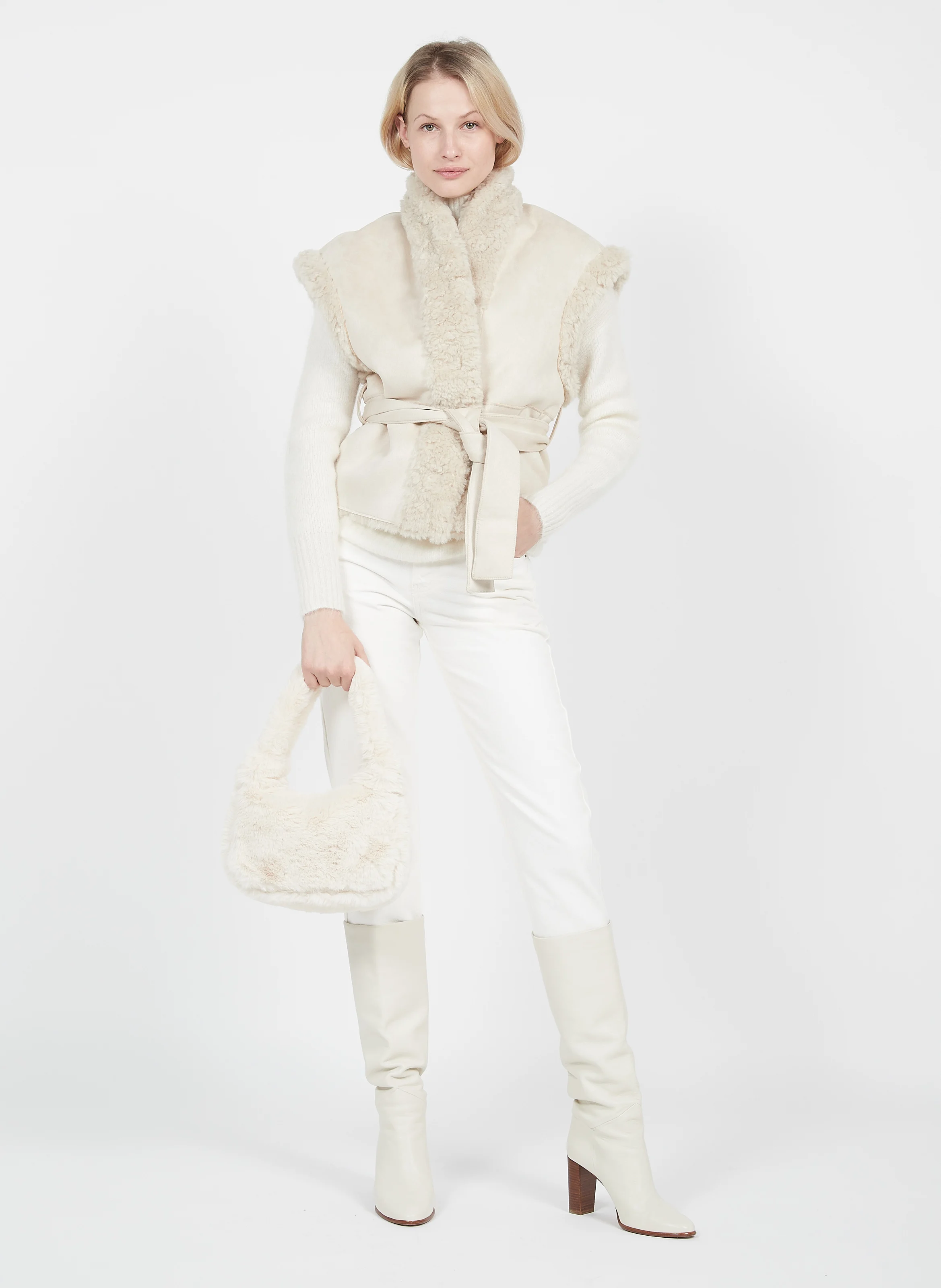Sac à main en fausse fourrure | Beige