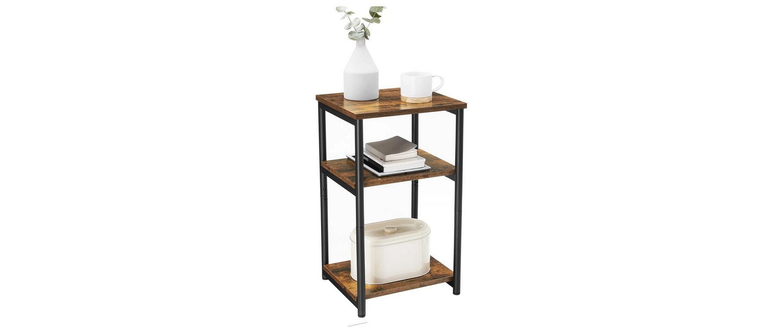 Beistelltisch mit 3 Ebenen 34 x 30 x 58 cm, Braun/SchwarzSofatisch