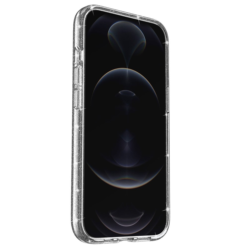 iPhone 13 Hybrid Hardcase Schutzhülle im Glitzer Design - Silber / Transparent