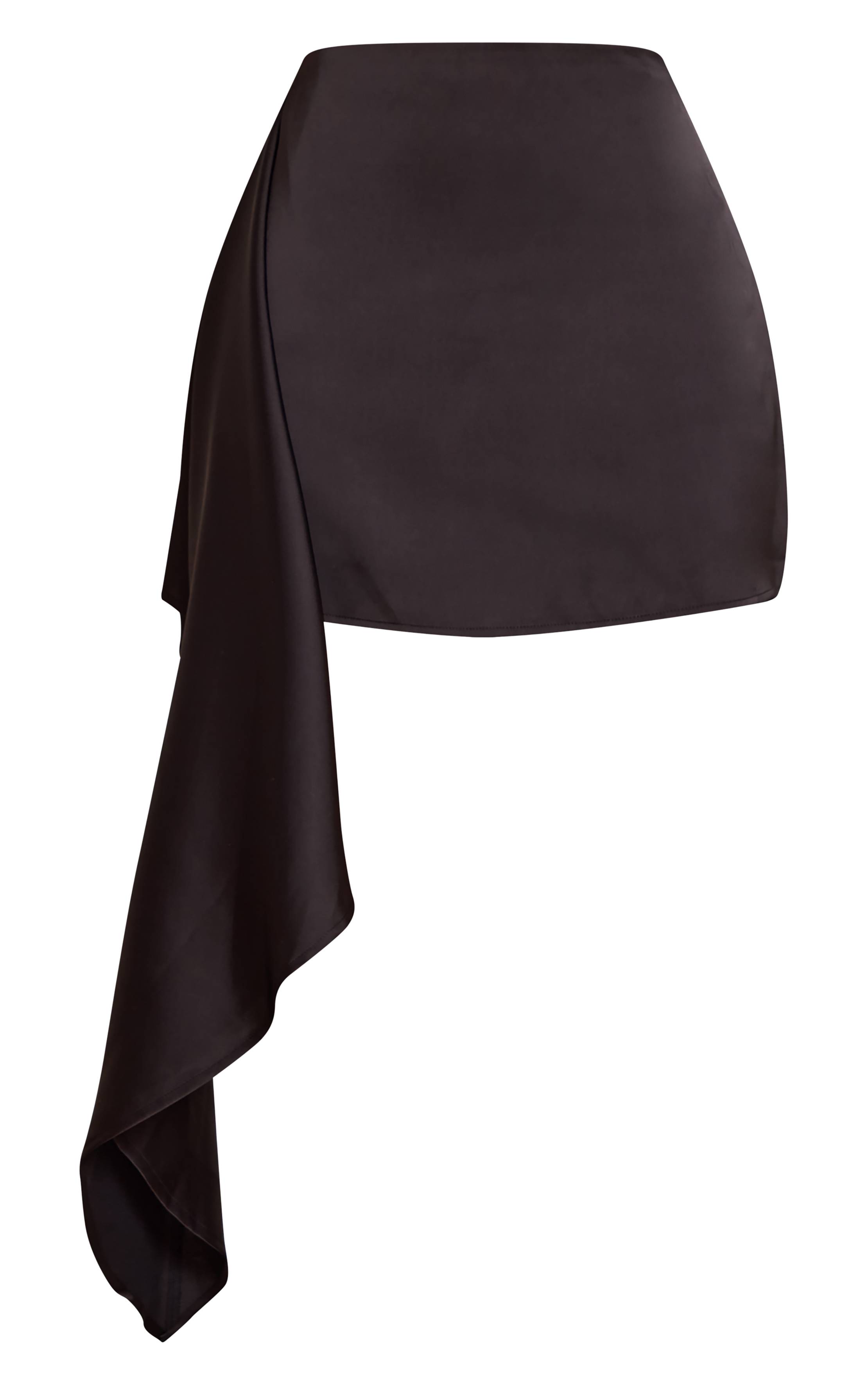 Noir Mini-jupe Asymétrique En Satin Petite Taille Coordonnée