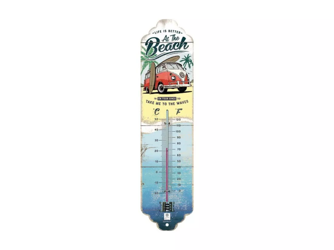 Thermomètre en métal Pub 28 x 6.5 cm Van VW Bulli - Beach