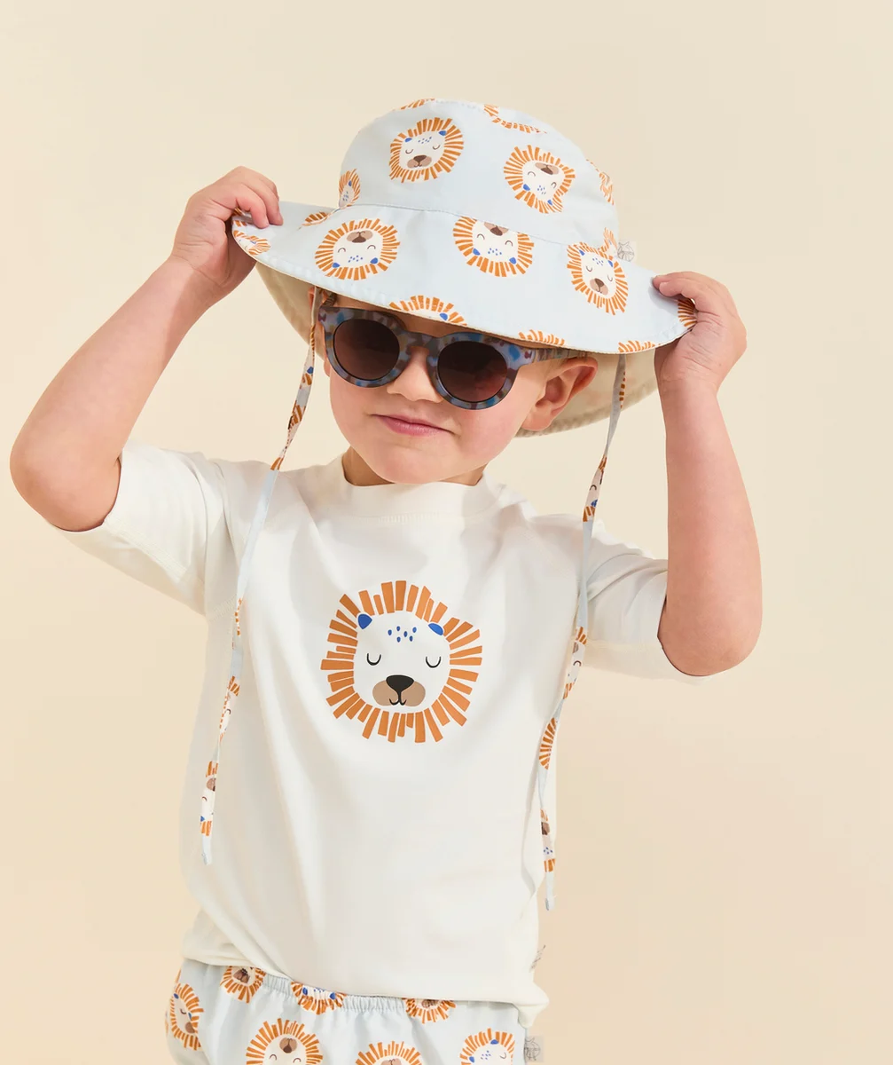 LASSIGT-SHIRT MANCHES COURTES MIXTE ANTI-UV ÉCRU MOTIF LION