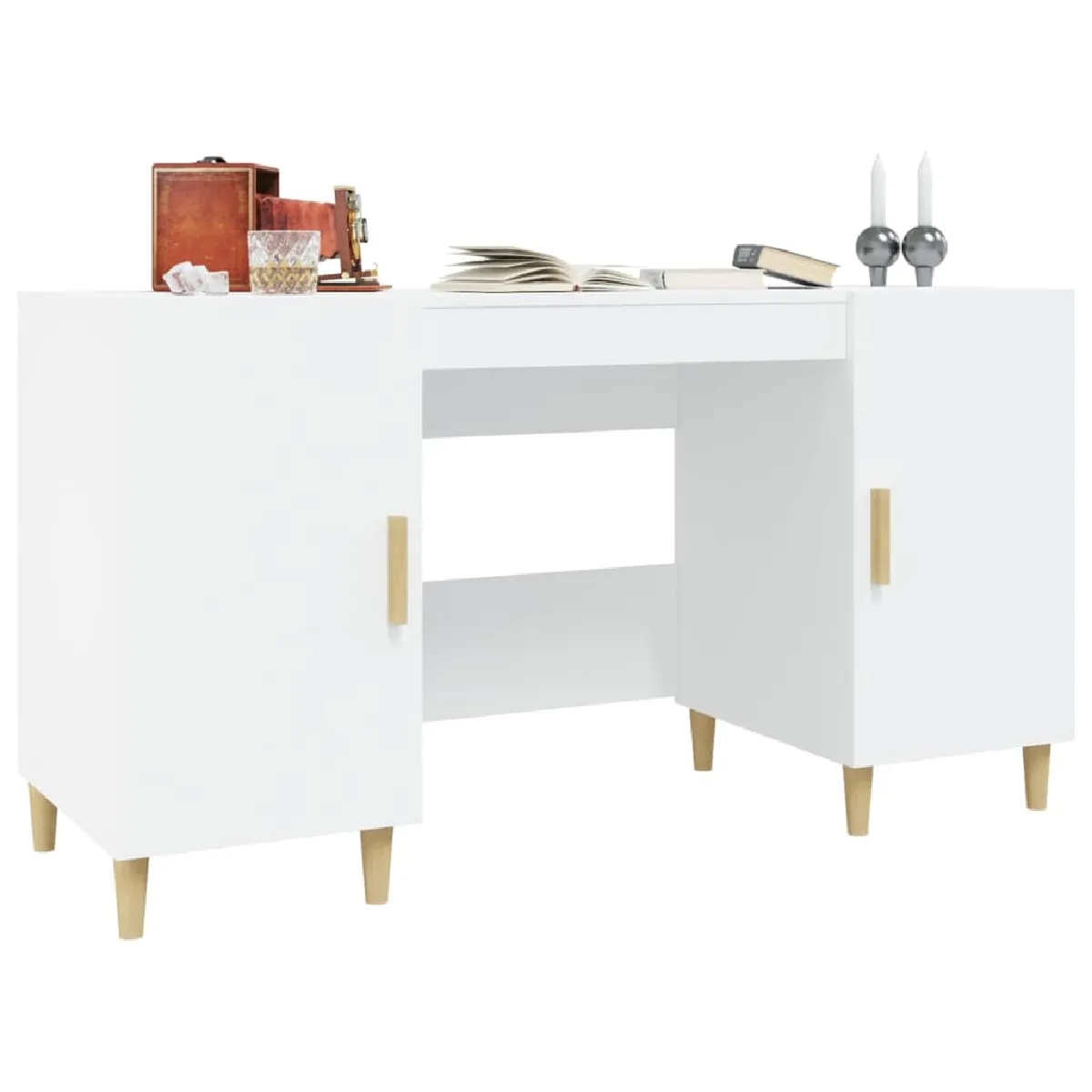 vidaXL Bureau Blanc - Bois 140 cm