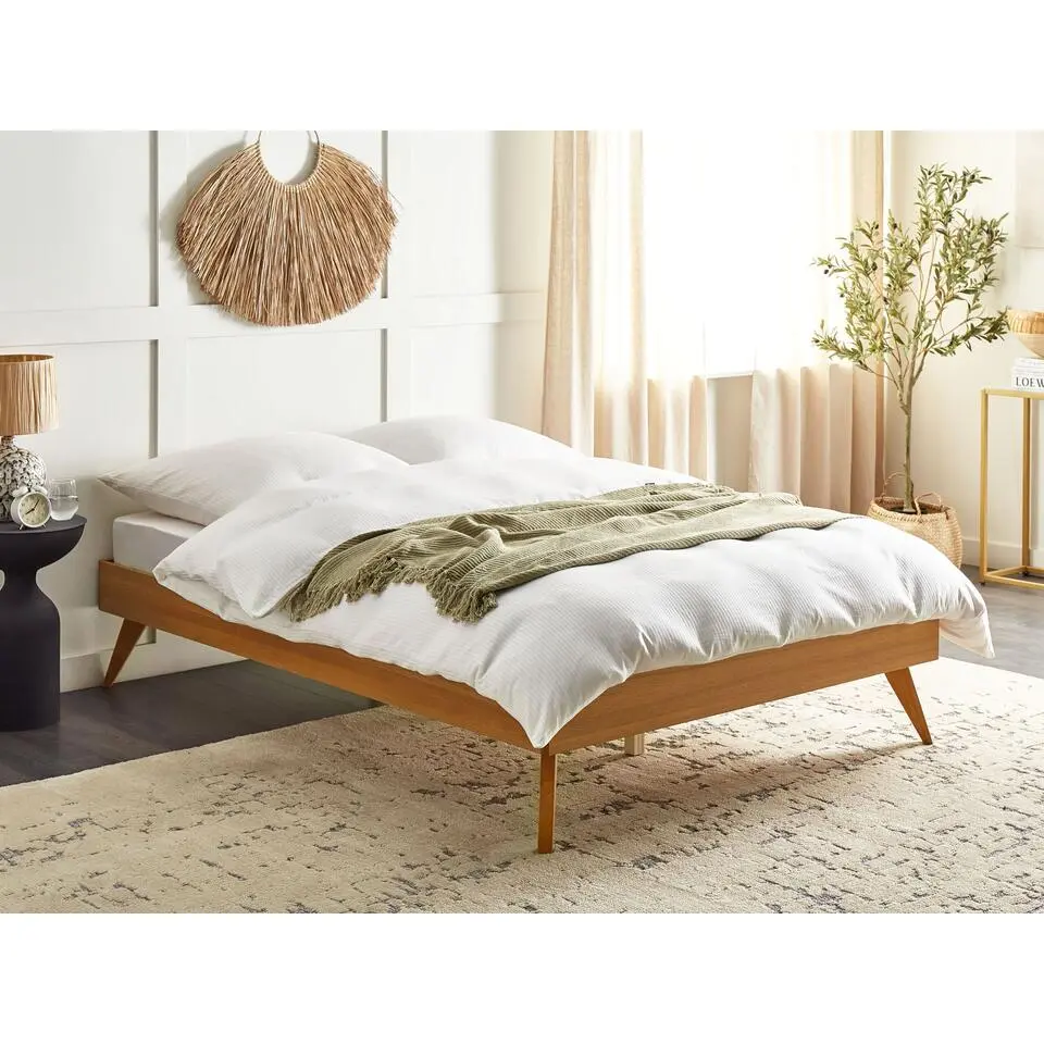 BERRIC - Tweepersoonsbed - Lichthout - 140 x 200 cm - MDF