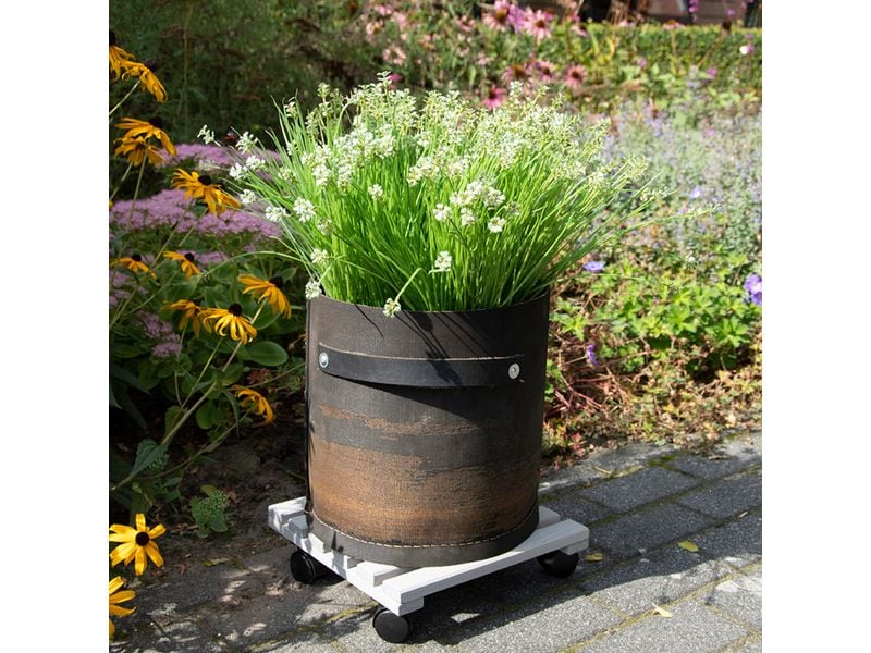 Esschert Design Rolleruntersetzer Quadratisch L Grau/Schwar Pflanzentrolley
