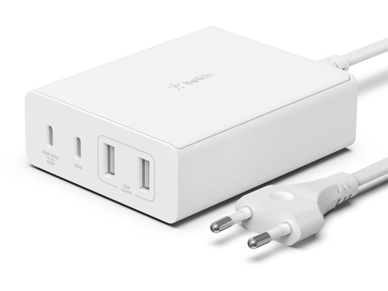 Belkin USB-Wandladegerät Boost Charge GaN-4-Port-USB-A-USB- Schnellladefähiges Ladegerät mit zwei USB-C und zwei USB-A-Ports