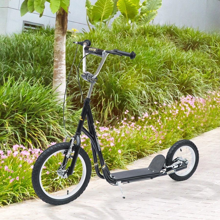 HOMCOM Kinderroller mit Luftbereifung und Handbremse schwarz