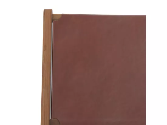 Fauteuil en teck et cuir lisse marron - Kuna