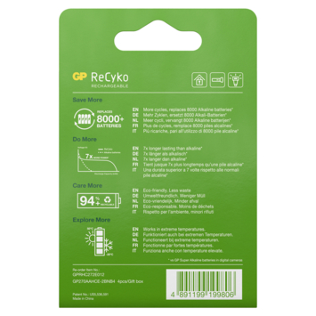 GP Oplaadbare Batterij ReCyko AA 2600mAh 4 Stuks
