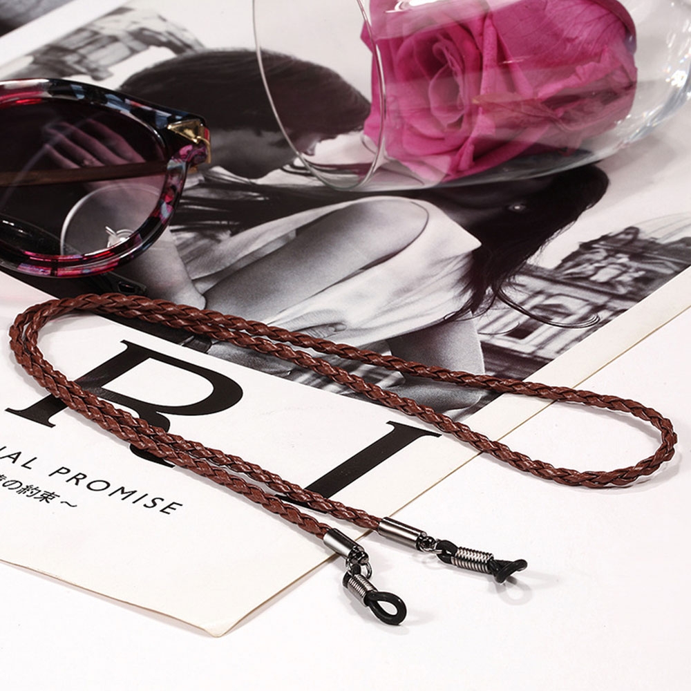 (70cm) Eyewear Halter Brillenkette Sonnenbrillenband Leder Nackenkordel - Braun