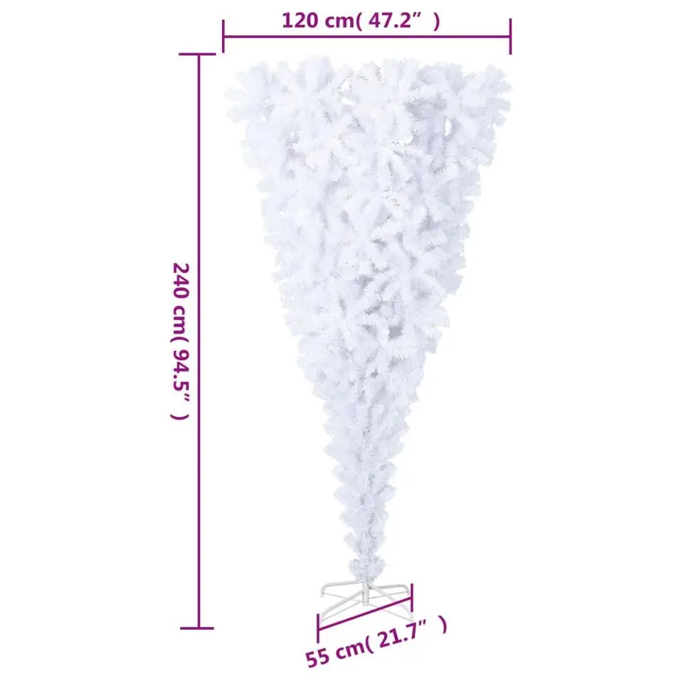 vidaXL Kunstkerstboom met standaard omgekeerd 240 cm wit