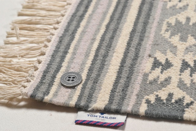 TOM TAILOR HOME Wollteppich »Kelim Colors I« rechteckig 5 mm Höhe reine Wolle, robust und strapazierfähig, mit Fransen, Boho-Style