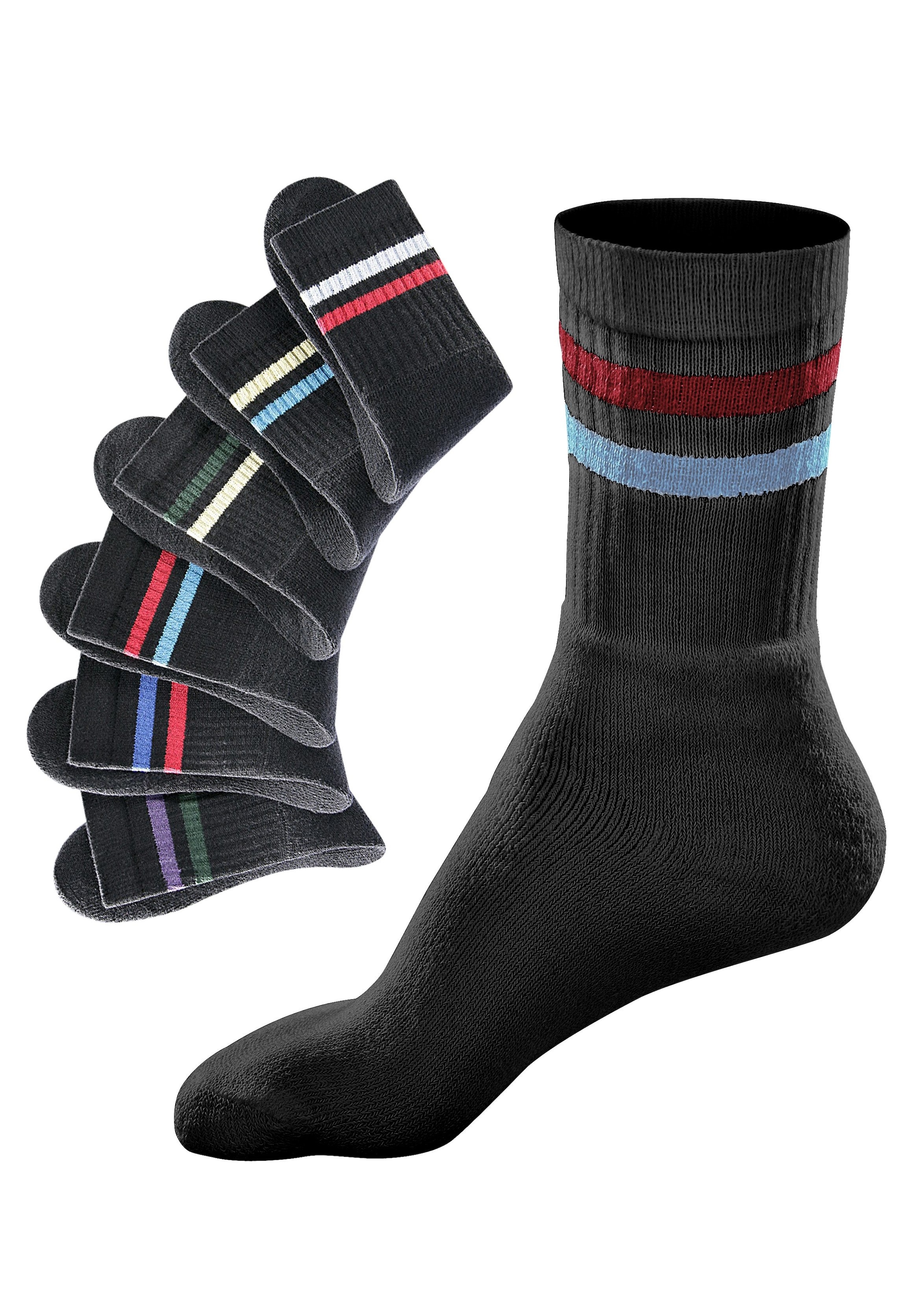 Go in Freizeitsocken Packung, 6 Stk. tlg. mit farbigen Streifen
