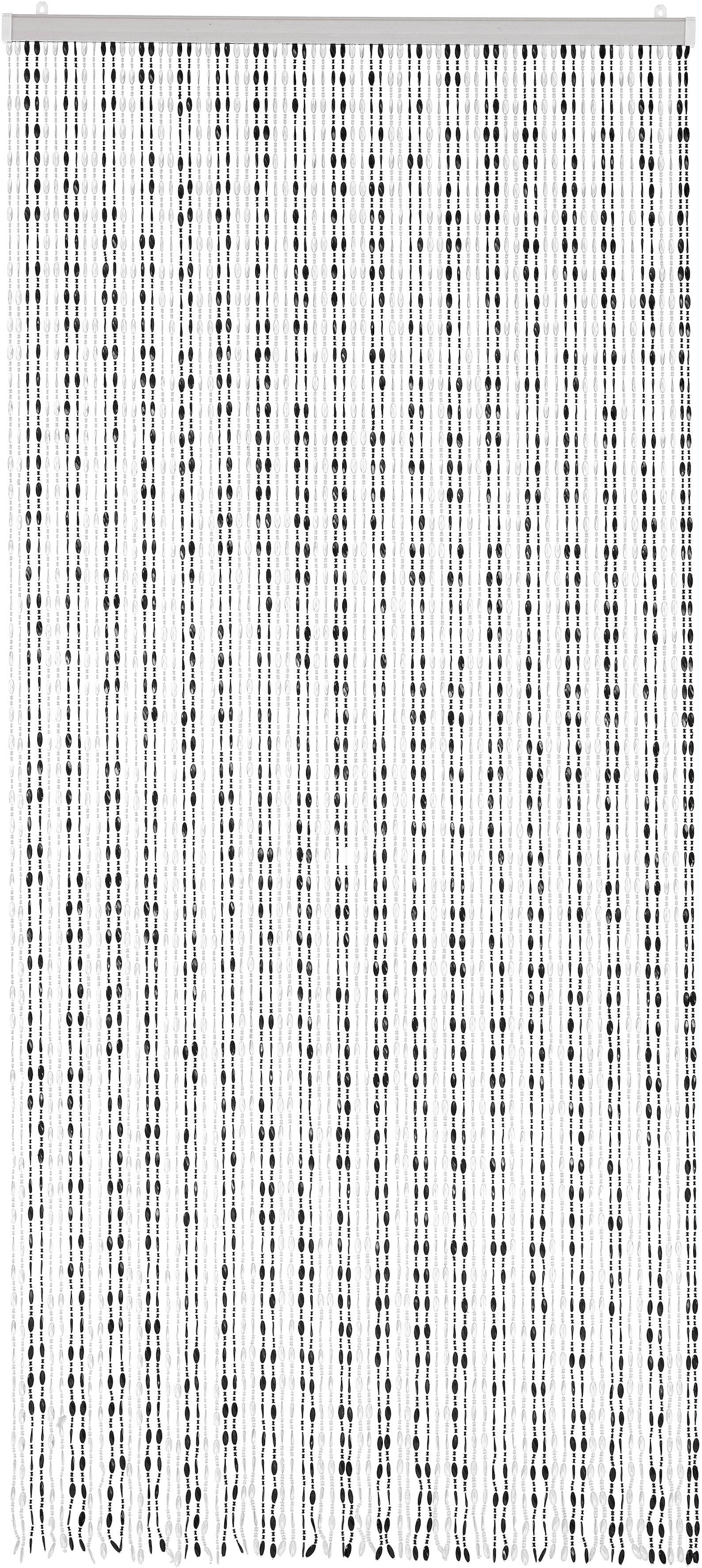 locker Türvorhang »Pearl« Hakenaufhängung 1 Stk. tlg. Kunststoff, transparent/schwarz, 72 Stränge