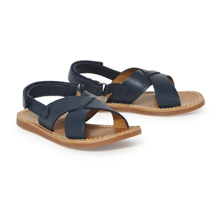Pom d'Api Sandales Plage Stitch Cross | Bleu marine
