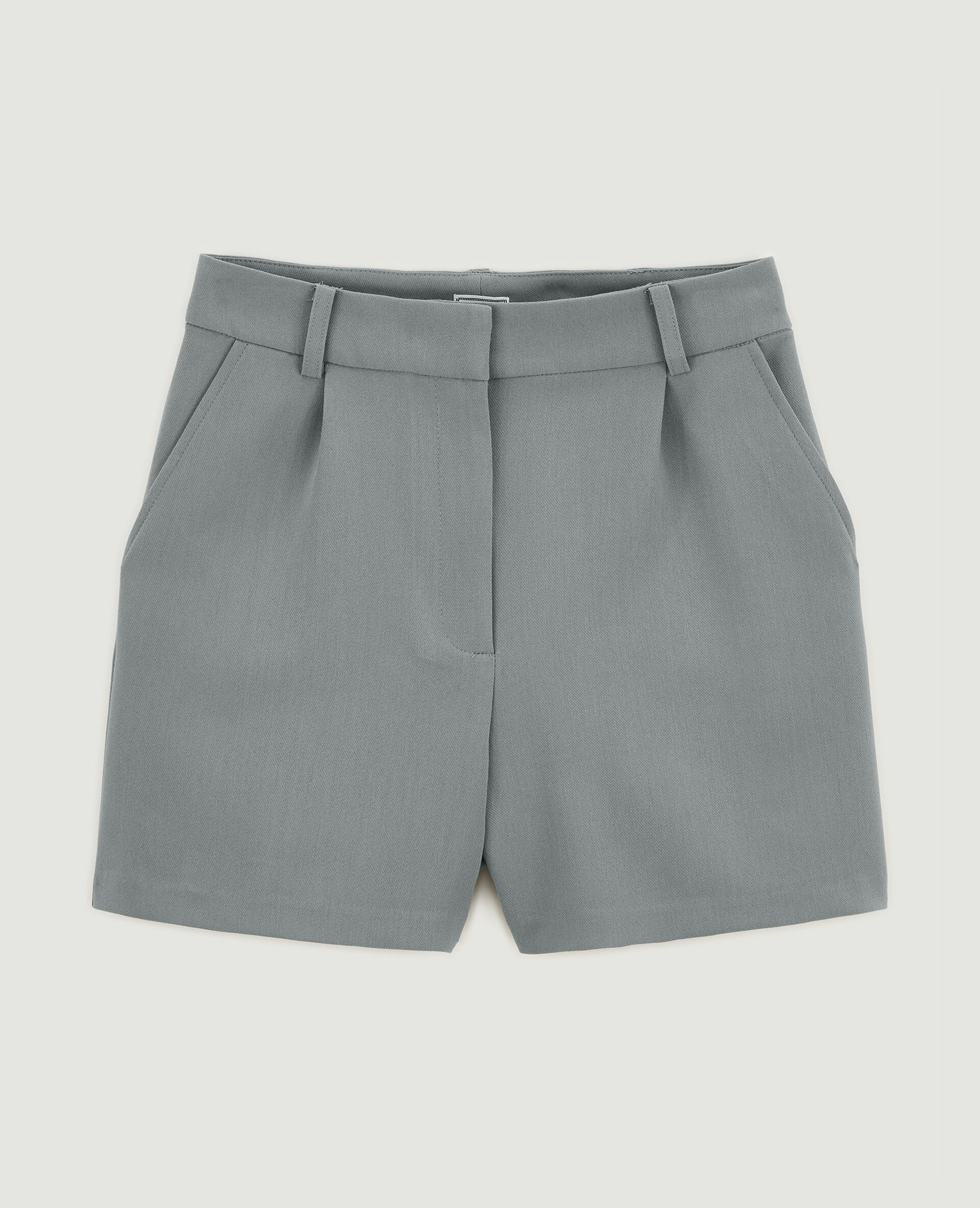 Short taille haute avec pinces - Gris foncé