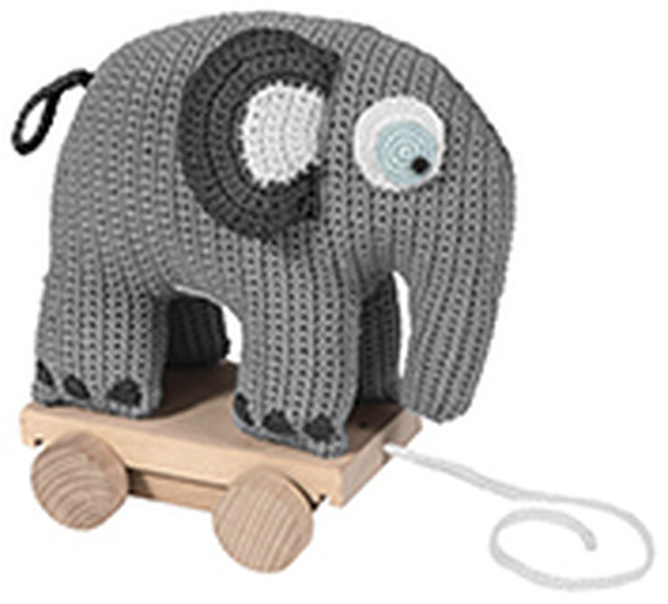 Sebra Hæklet trækdyr, elefanten Fanto, classic grey Grå