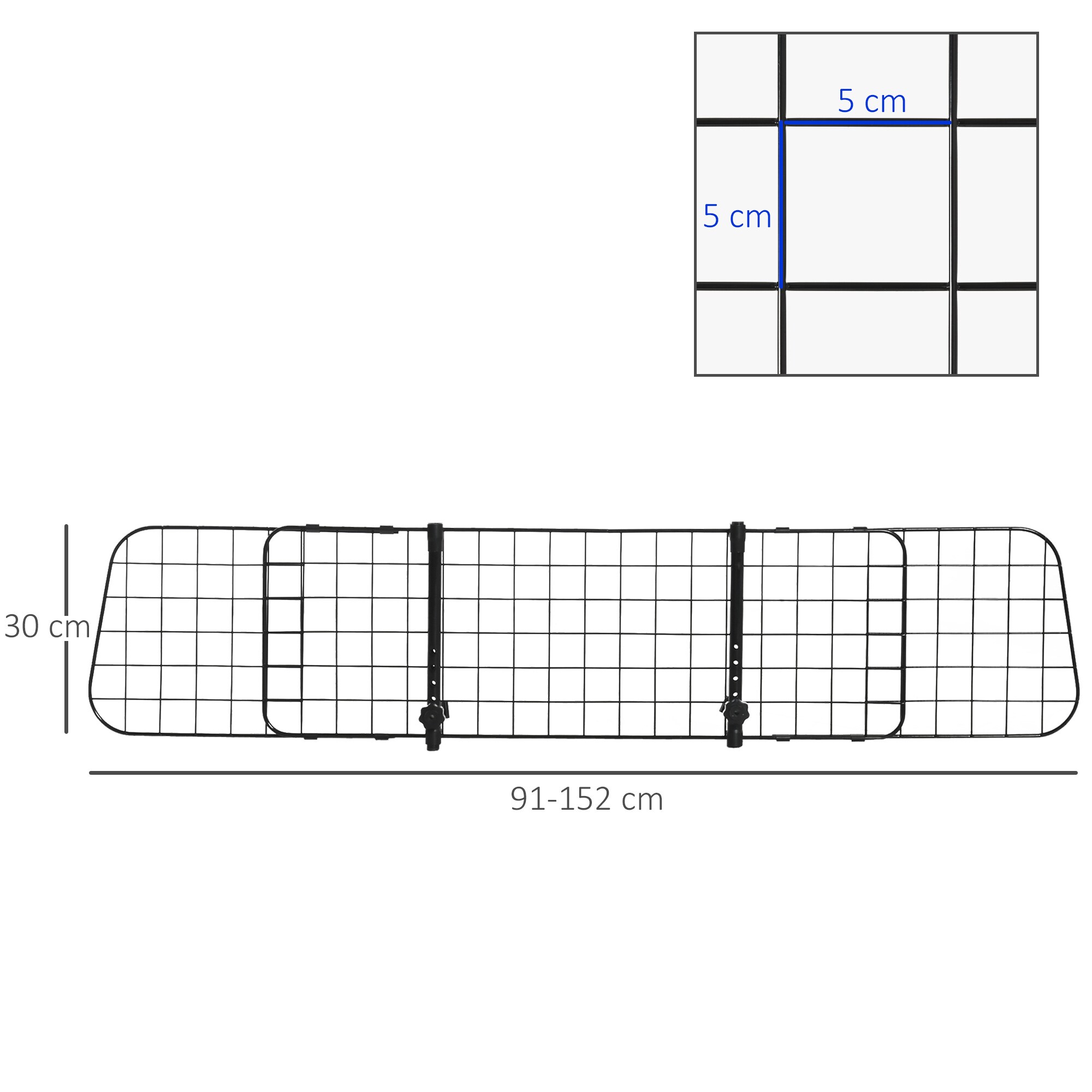 PawHut Auto Hundeschutzgitter mit Verstellbarkeitfunktion schwarz 91-152B x 30H cm