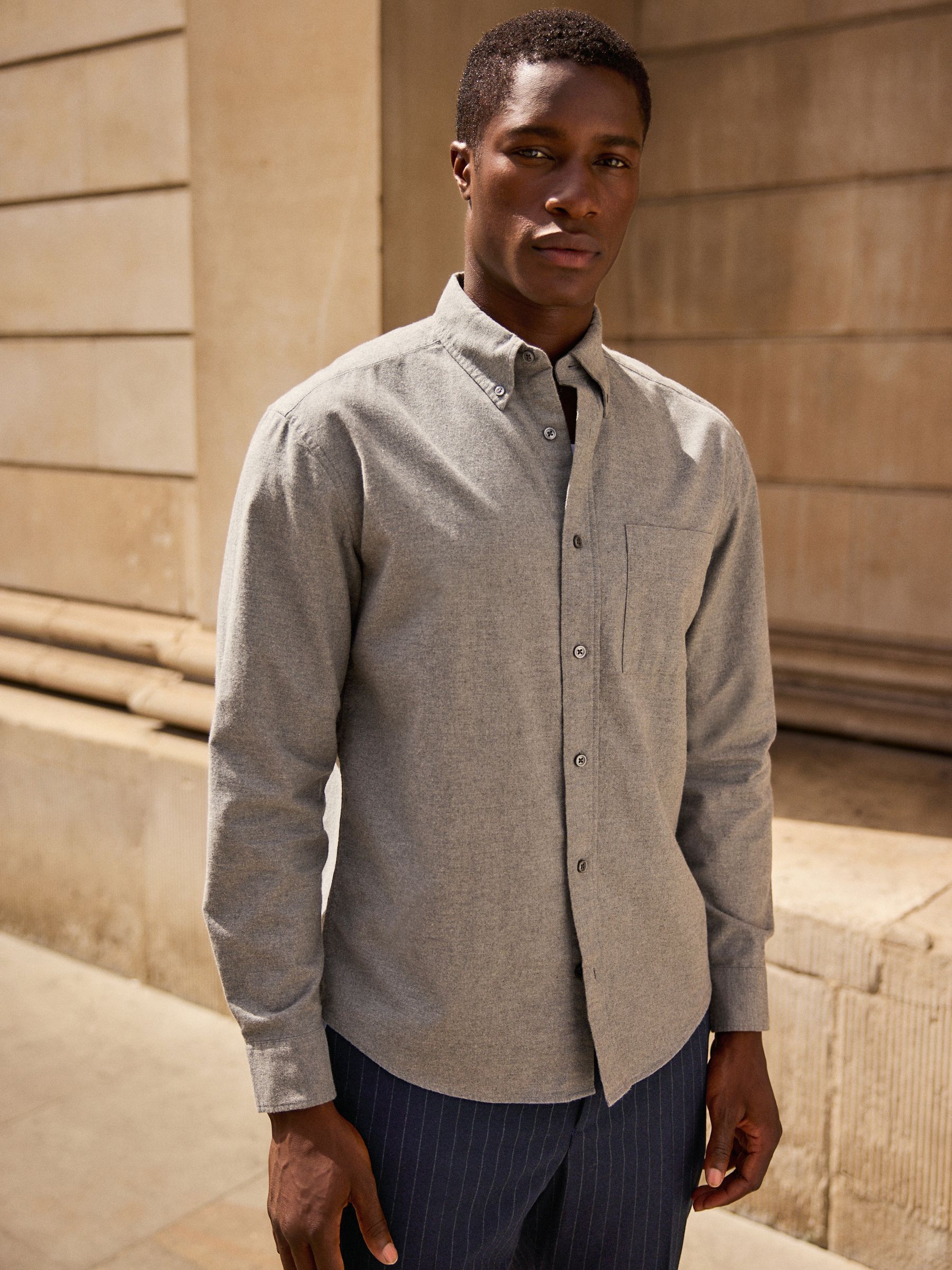 Grijs - Soft Touch Oxford Long Sleeve Shirt