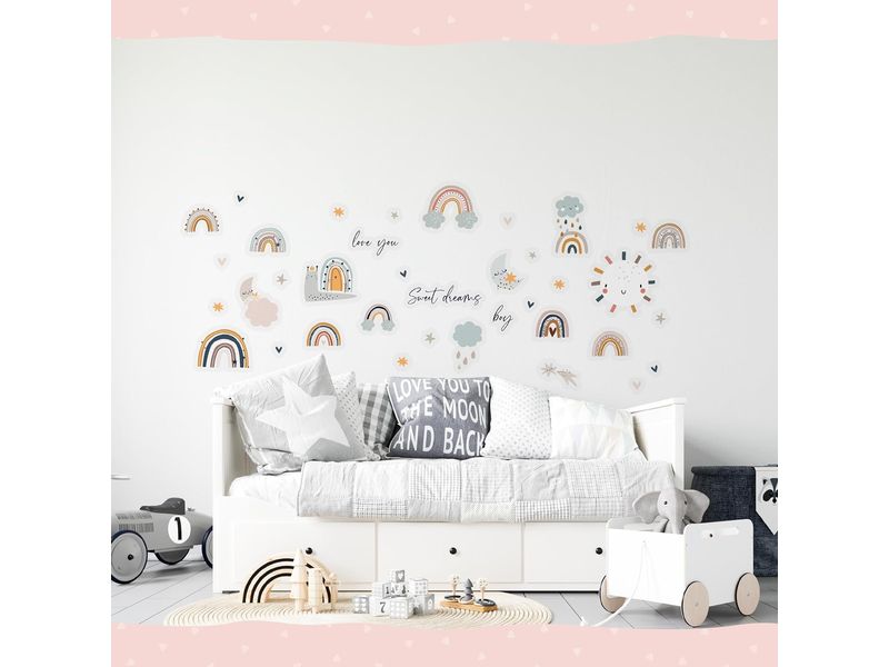 Papierdrachen Wandtattoo-Set Regenbogen Wandsticker für Kinder