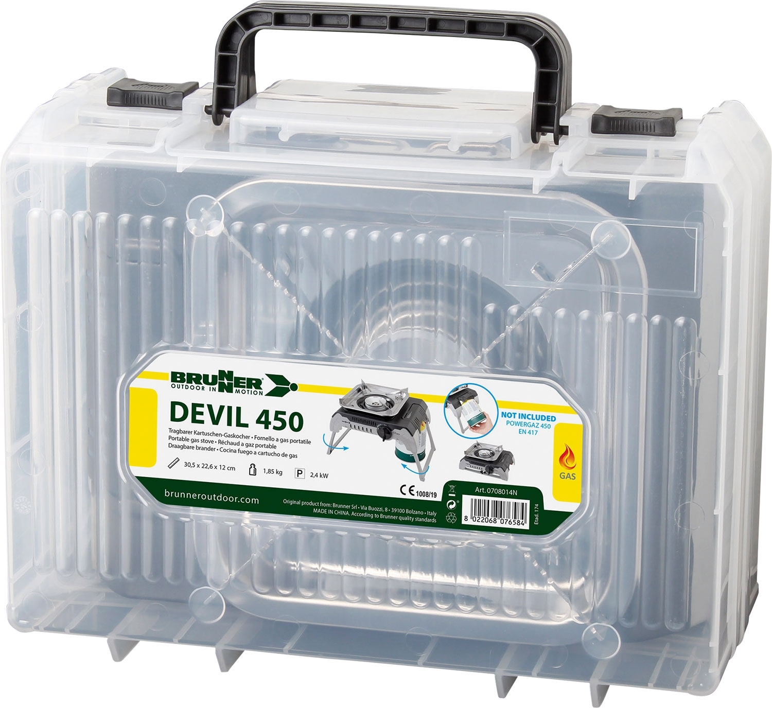 Brunner Devil 450 1-flammiger Kartuschen-Gaskocher inkl. Transportkoffer
