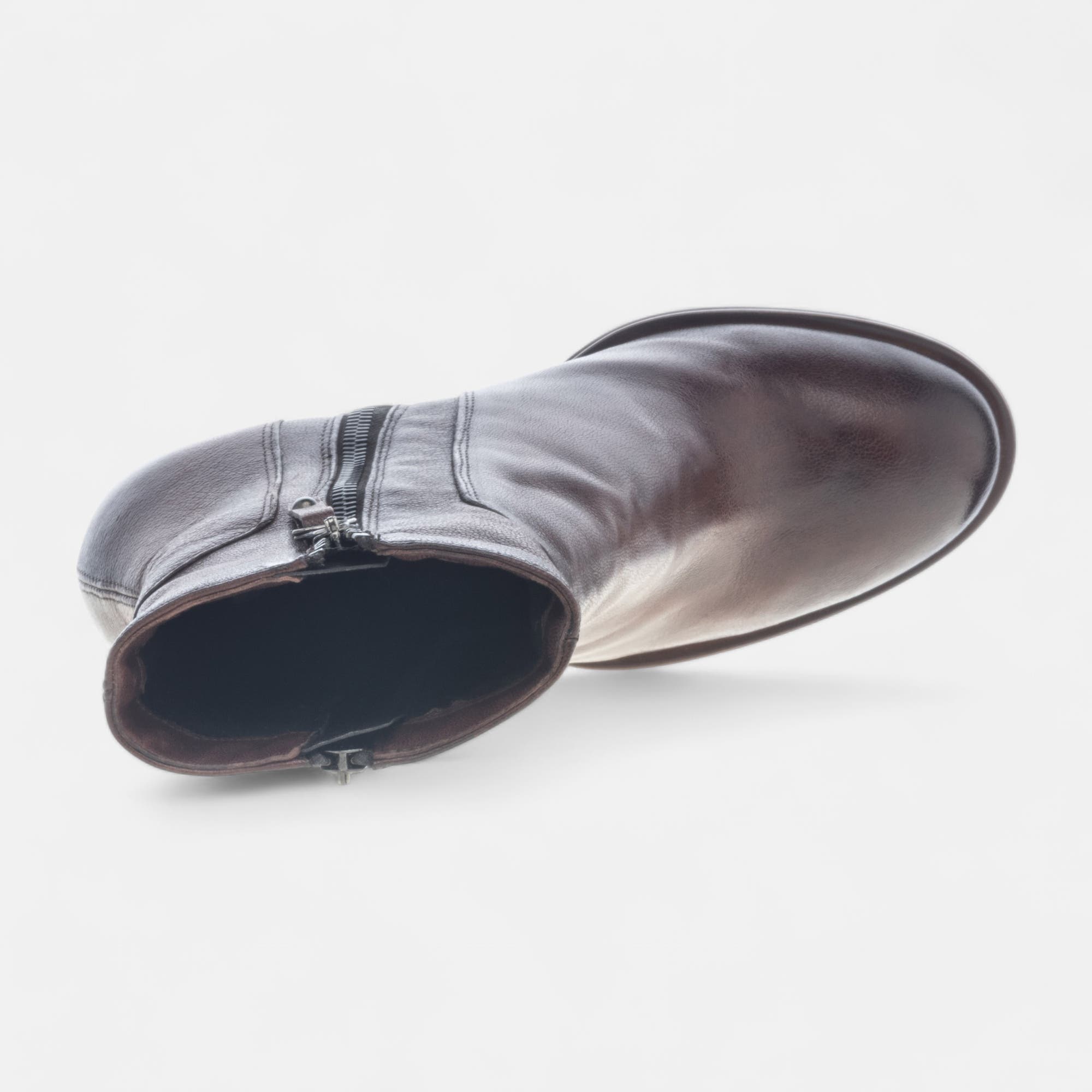 Bottines à talon Femme en cuir cognac