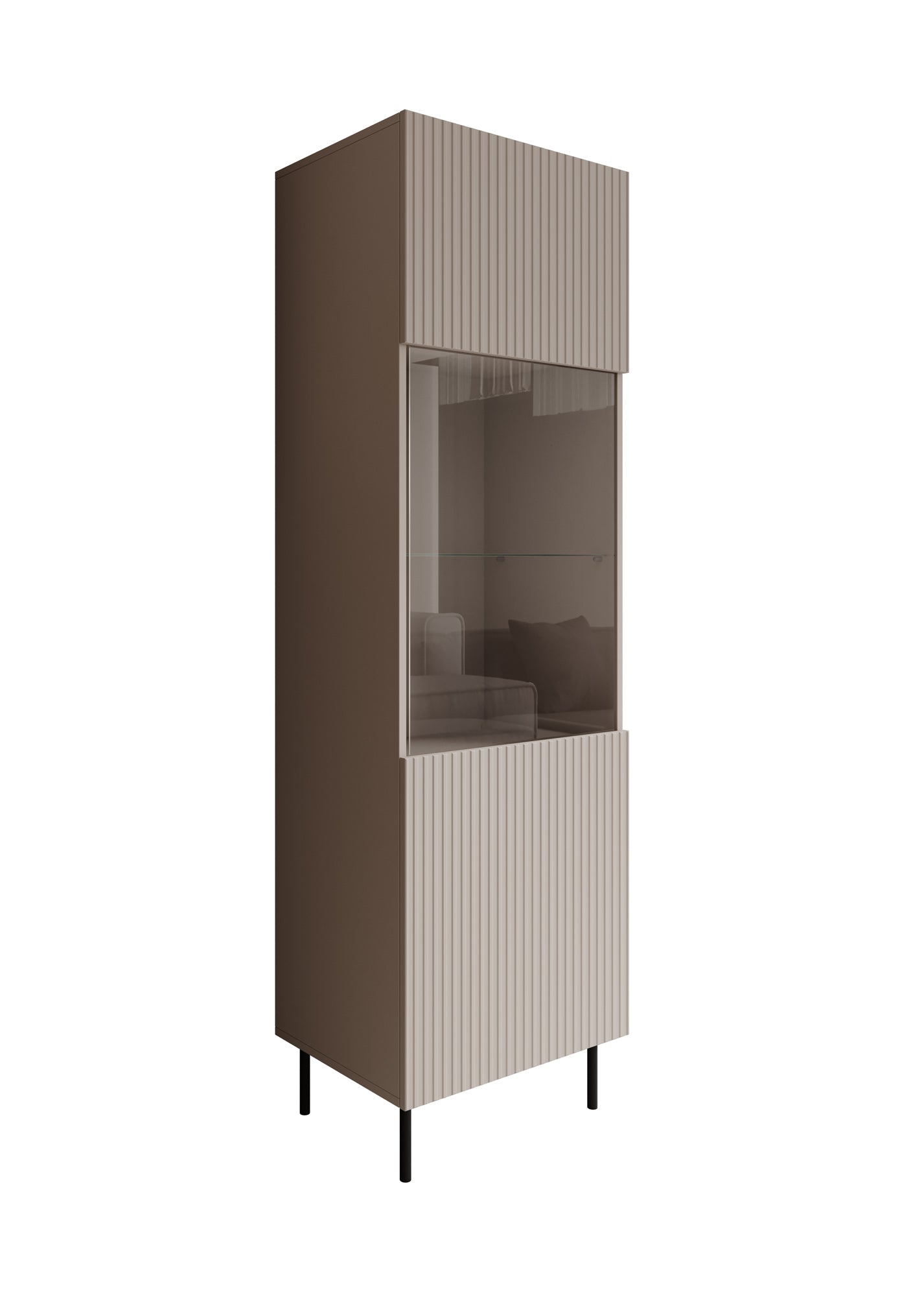 Meubella - Vitrinekast Alex - Beige - 55 cm