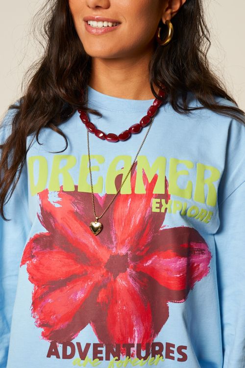 Lichtblauw T-shirt met lange mouwen 