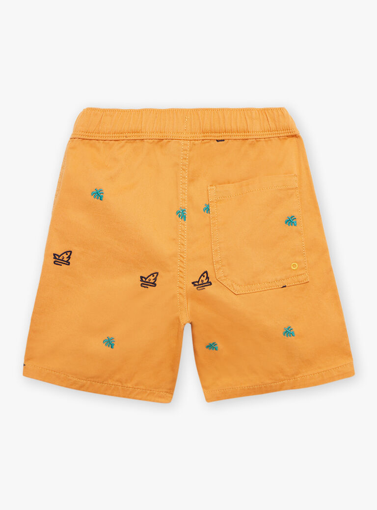 Short orange à imprimé requins et feuilles