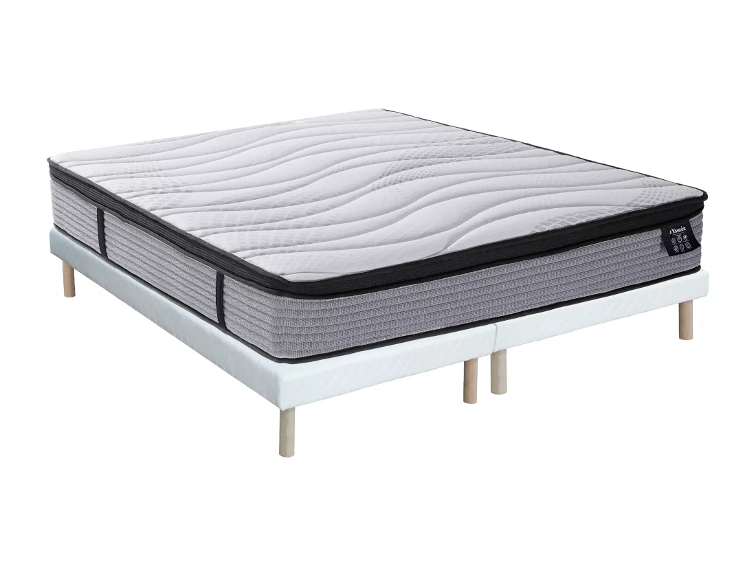 Ensemble 180 x 200 cm sommier tapissier + matelas ressorts ensachés et surmatelas intégré ép.25cm - ANYLA de YSMÉE