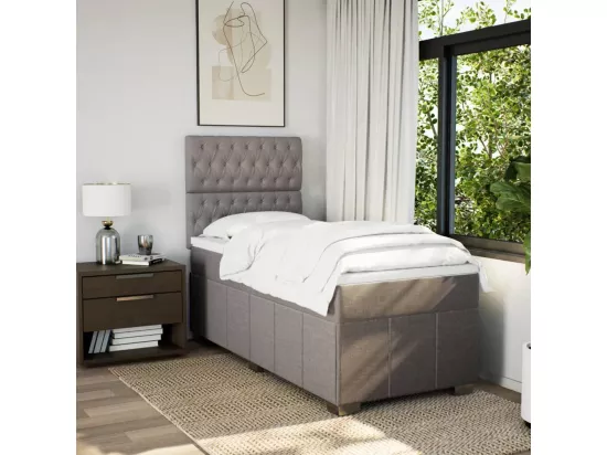 Sommier à lattes de lit avec matelas Taupe 90x190 cm Tissu