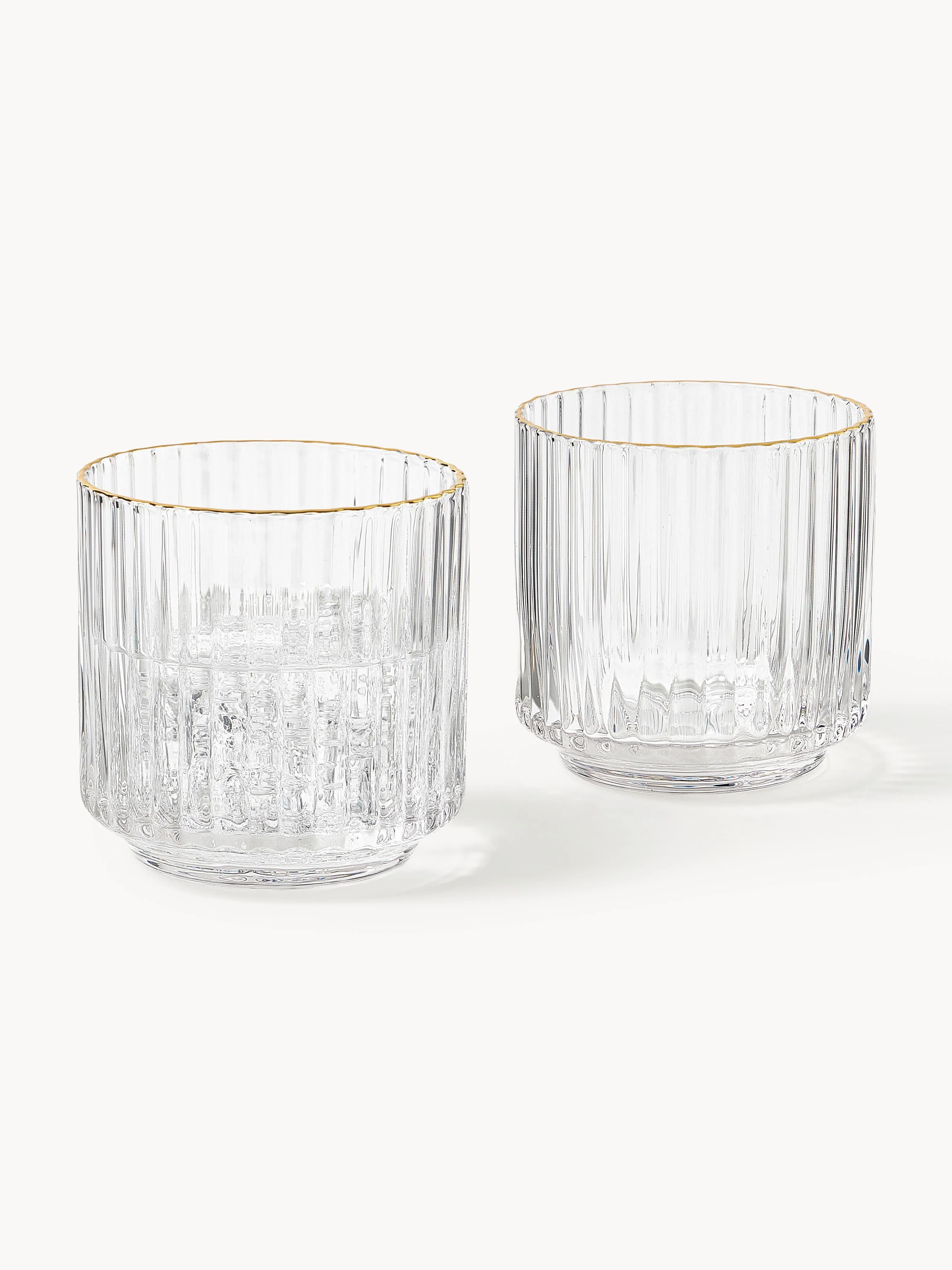 Mondgeblazen drinkglazen Aleo met gouden rand, 4-delig